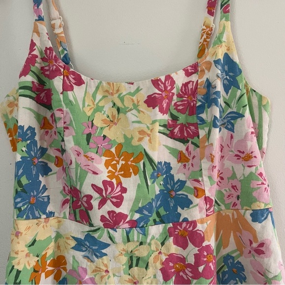 Old Navy Women's Floral Dress Women's Size Medium Linen Blend Vacation - Picture 3 of 9